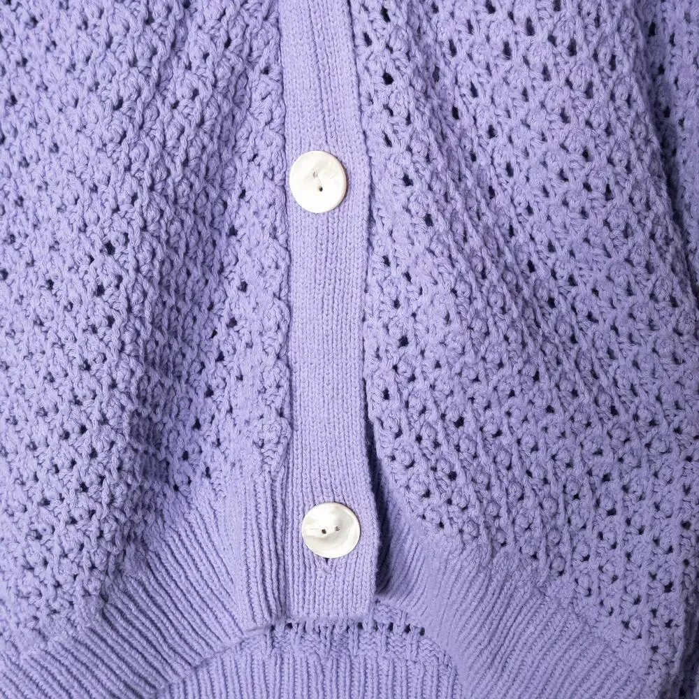 Madewell Textured Knit Cardigan Lilac Size XL Cozycore Clean Girl Soft Minimal - Picture 4 of 8